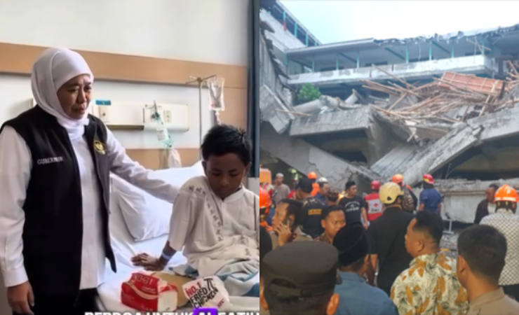Gubernur Khofifah Jenguk Alfatih Korban Runtuhan Ponpes Al Khoziny yang Ngaku Tertidur Tiga Hari